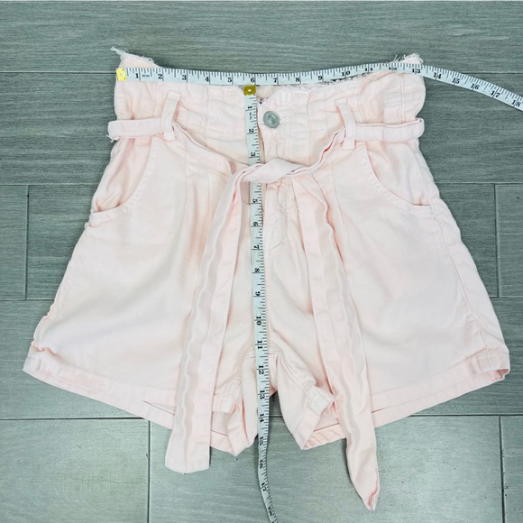 Hudson Jeans High Waisted Paperbag Shorts with Tie Belt Pea Linen Blend Pink 26 - Picture 13 of 14